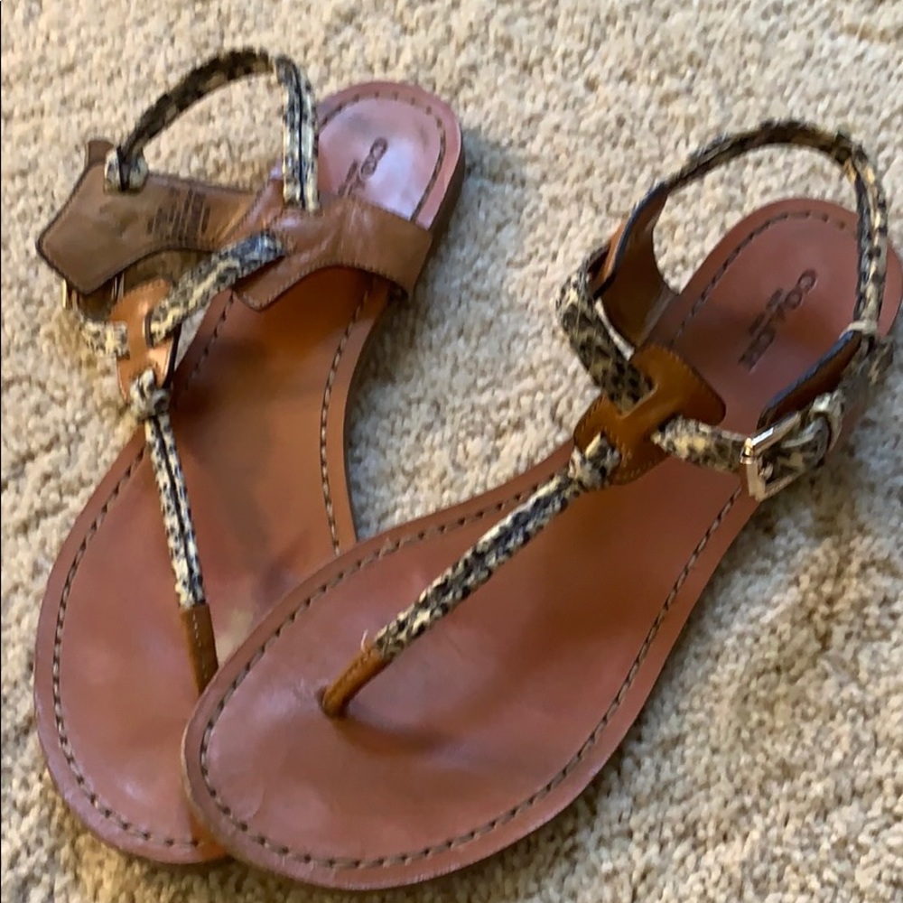Coach leather sandals with snakeskin strap